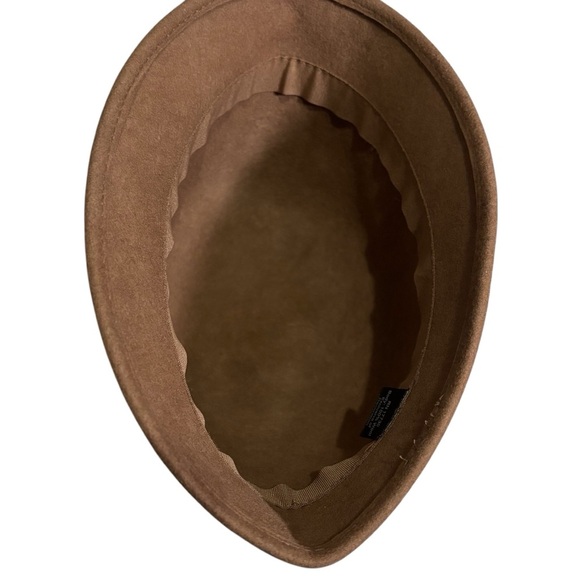 100% Wool Bucket Hat Faux Leather Animal Print Trim - Picture 5 of 7